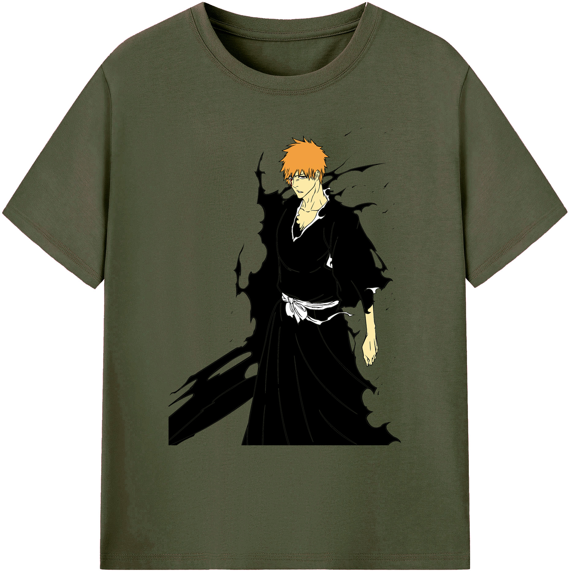 （画像用） ブリーチ 黒崎一護（くろさき いちご）BLEACH Kurosaki Ichigo 綿100％ メンズ半袖Tシャツ｜肌触りやわらか＆通気性
